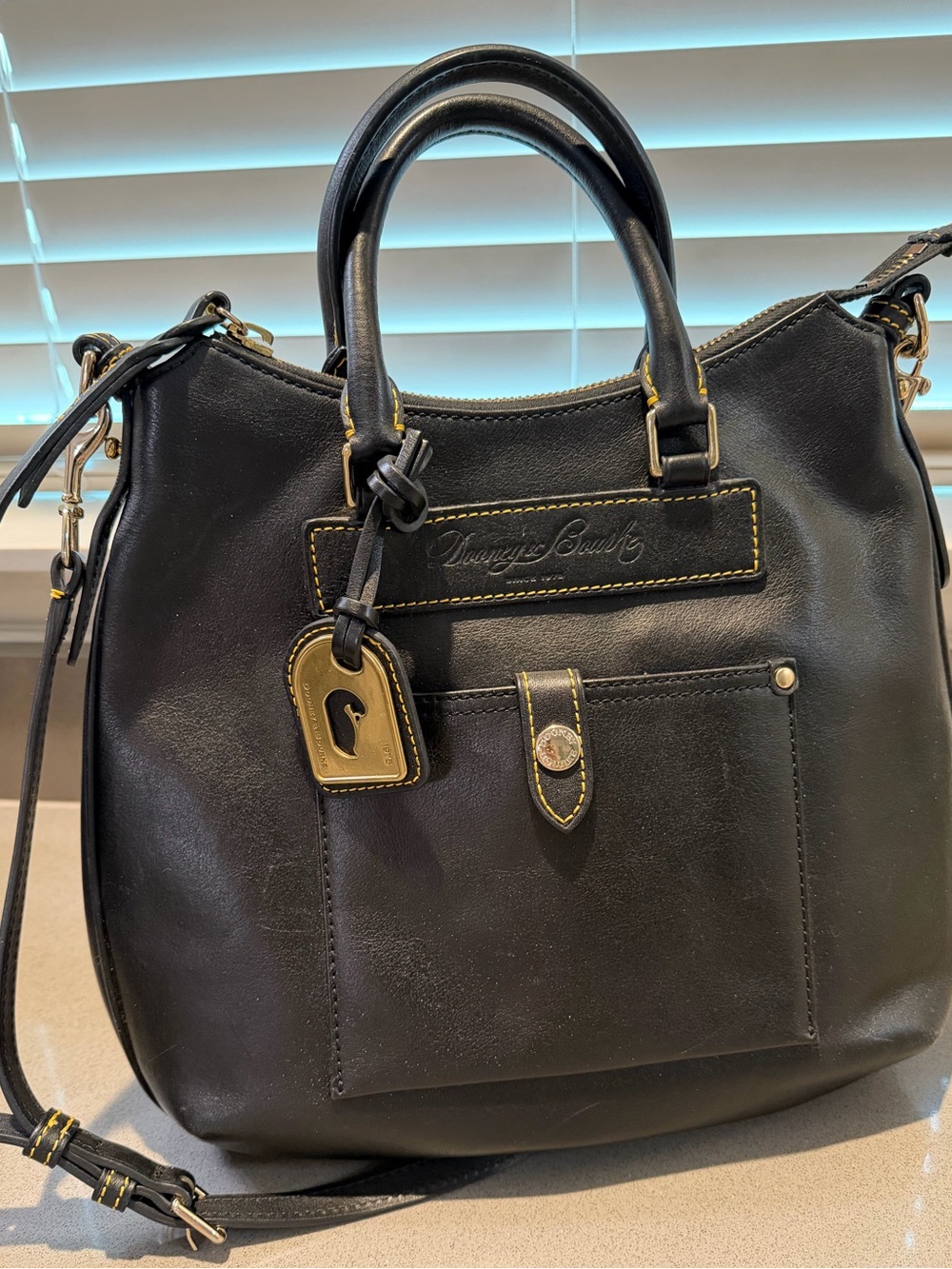 Dooney & Bourke Florentine Black Vacchetta  Leather with Gold Hardware